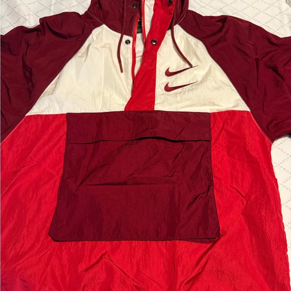 Nike Red & Maroon Colorblock Pullover Anorak